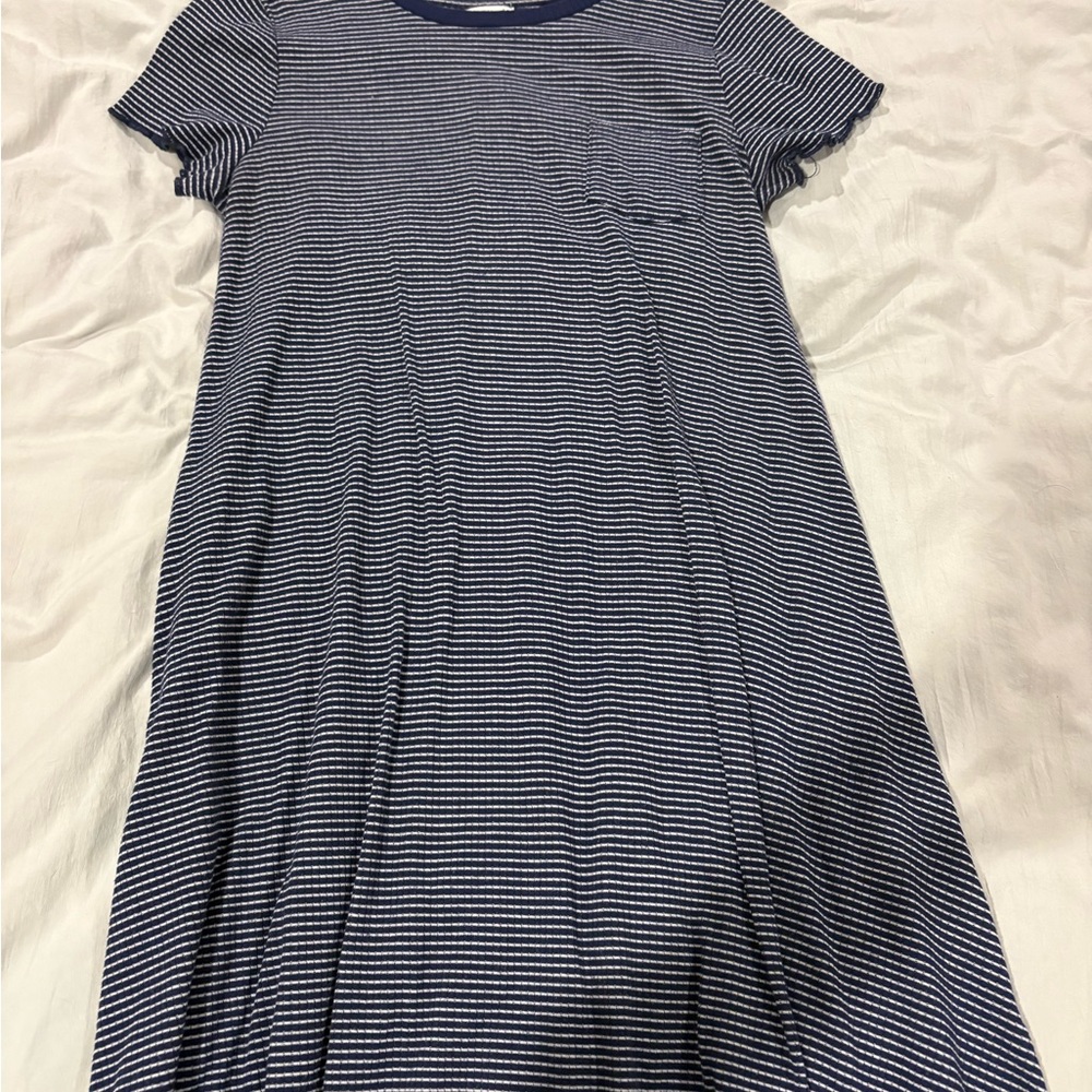 love, Fire Navy and White Striped Midi Dress
